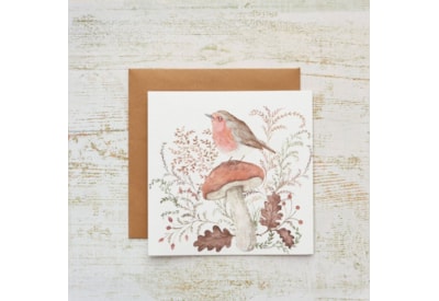 Woodland Rustic Robin On Mushroom Card Woodland Rustic Robin On Mushroom Card