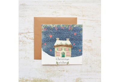 Christmas Cottage With Snow Scene Card Christmas Cottage With Snow Scene Card