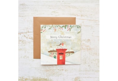 Christmas Robin With Postbox Card Christmas Robin With Postbox Card