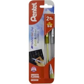 Pentel Gel Grip Gold & Silver Pens 2pc Pentel Gel Grip Gold & Silver Pens 2pc