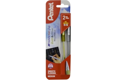 Pentel Gel Grip Gold & Silver Pens 2pc Pentel Gel Grip Gold & Silver Pens 2pc