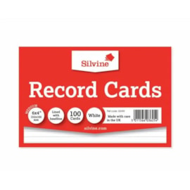 Silvine Record Cards 6 x 4" 100 (564W)