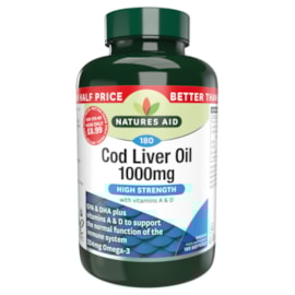 Natures Aid Cod Liver Oil High Strength 1000mg 180s Natures Aid Cod Liver Oil High Strength 1000mg 180s