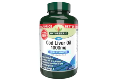 Natures Aid Cod Liver Oil High Strength 1000mg 180s Natures Aid Cod Liver Oil High Strength 1000mg 180s