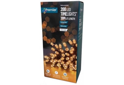Premier Decorations 200 M-a B-o Timelights w Green Cable Vintage Gold