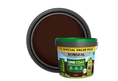 Ronseal One Coat Shed & Fence Dark Oak 12Ltr Ronseal One Coat Shed & Fence Dark Oak 12Ltr