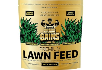 Grass Gains Grass Fertiliser Premium Lawn Feed 80m2 Coverage 2kg Grass Gains Grass Fertiliser Premium Lawn Feed 80m2 Coverage 2kg