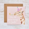 Giraffe Birthday Card Having A Giraffe With Party Hat Giraffe Birthday Card Having A Giraffe With Party Hat