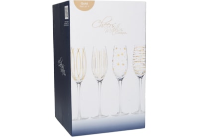Mksa Cheers Metallic Gold Flutes Set Of 4 7oz Mksa Cheers Metallic Gold Flutes Set Of 4 7oz