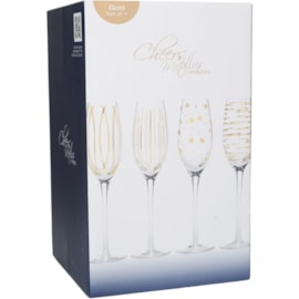 Mksa Cheers Metallic Gold Flutes Set Of 4 7oz Mksa Cheers Metallic Gold Flutes Set Of 4 7oz