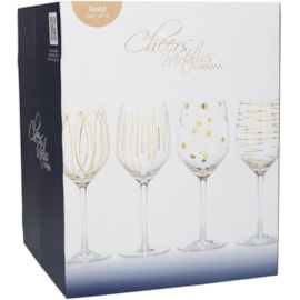 Mksa Cheers Metallic Gold Wine Set Of 4 14oz Mksa Cheers Metallic Gold Wine Set Of 4 14oz