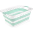 Addis Collapsible Laundry Basket White & Haze Blue 45l (517934)