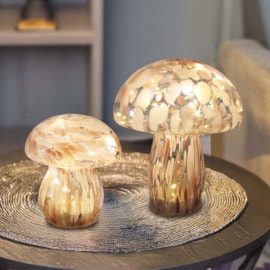 Glassart Mushroom - Large - Pink And White