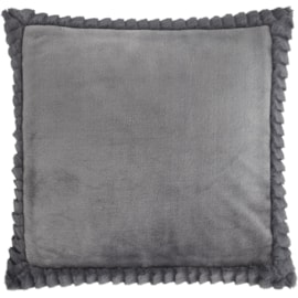 Velvet & Faux Fur Cushion Charcoal 55cm (DS/54492/W/CU55/CHC)