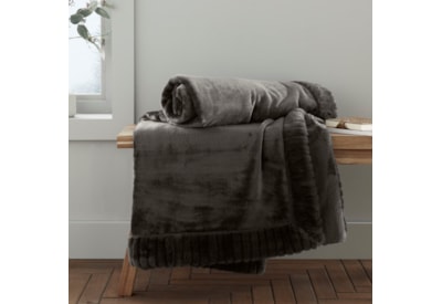 Catherine Lansfield Velvet & Faux Fur Throw Charcoal 200cm (DS/54492/W/150200/CH