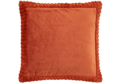 Catherine Lansfield Velvet & Faux Fur Cushion Burnt Orange 55x55 Catherine Lansfield Velvet & Faux Fur Cushion Burnt Orange 55x55