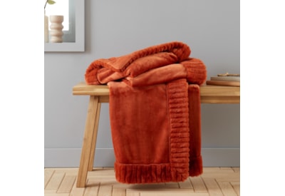 Catherine Lansfield Velvet & Faux Fur Throw Burnt Orange 150x200 Catherine Lansfield Velvet & Faux Fur Throw Burnt Orange 150x200