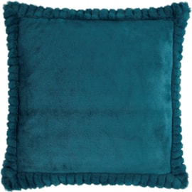 Catherine Lansfield Velvet And Faux Fur Filled Cushion Teal 55x55 (DS/54492/W/CU