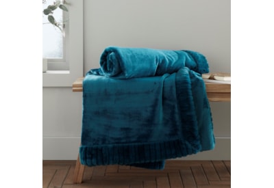 Catherine Lansfield Velvet And Faux Fur Throw Teal 150x200 (DS/54492/W/150200/TE