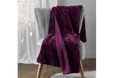 Catherine Lansfield Cosy Diamond Throw Plum 130x170 Catherine Lansfield Cosy Diamond Throw Plum 130x170