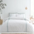 Embroidery Leaf White / Green Duvet Set Single Embroidery Leaf White / Green Duvet Set Single