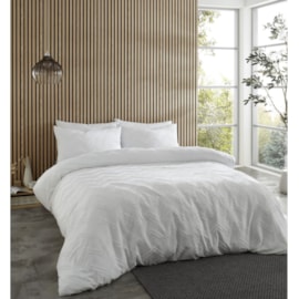 Chevron Clipped Jaquard White Duvet Set Single Chevron Clipped Jaquard White Duvet Set Single