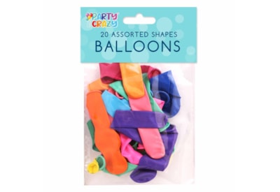 Party Crazy 20 Assorted Shape Helium Balloons 9" Party Crazy 20 Assorted Shape Helium Balloons 9"