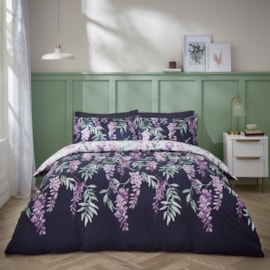 Catherine Lansfield Wisteria White / Navy Duvet Set Double Catherine Lansfield Wisteria White / Navy Duvet Set Double