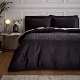 Bianca Satin Geo Jacquard Black Duvet Set Single Bianca Satin Geo Jacquard Black Duvet Set Single