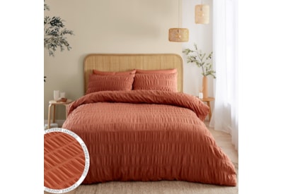 Catherine Lansfield Seersucker Duvet Set Terracotta King Catherine Lansfield Seersucker Duvet Set Terracotta King