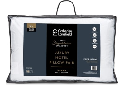 Catherine Lansfield Hotel T200 Satin Stripe Pillows Pair White (BD/57498/W/PW2/W