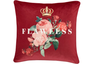 Catherine Lansfield Flawless Floral Cushion Red 45x45 (DS/57626/R/CU45/RE)