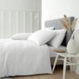 Brushed Cotton Quilt Set White Single (BD/57738/W/SQS/WH)