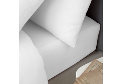 Brushed Cotton Sheet & Pillowcase Pack White Double (BD/57738/W/DSPCK/WH)