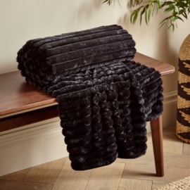 Catherine Lansfield Cosy Ribbed Throw Black 130x170 (DS/57795/W/130170/BK)