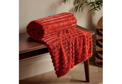 Catherine Lansfield Cosy Ribbed Throw Burnt Orange 130x170 Catherine Lansfield Cosy Ribbed Throw Burnt Orange 130x170