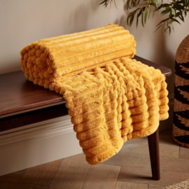 Catherine Lansfield Cosy Ribbed Throw Mustard 130x170 (DS/57795/W/130170/MST)