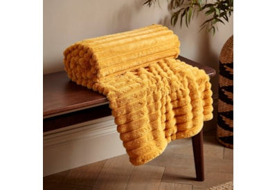 Catherine Lansfield Cosy Ribbed Throw Mustard 130x170 Catherine Lansfield Cosy Ribbed Throw Mustard 130x170