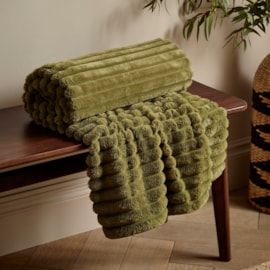 Catherine Lansfield Cosy Ribbed Throw Olive 130x170 (DS/57795/W/130170/OL)