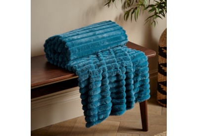 Catherine Lansfield Cosy Ribbed Throw Teal 130x170 (DS/57795/W/130170/TEA)