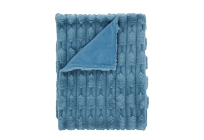 Carved Faux Fur Throw Blue 150cm Carved Faux Fur Throw Blue 150cm