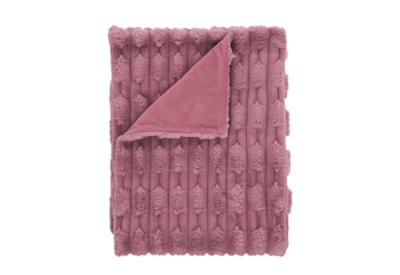 Carved Faux Fur Throw Pink 150cm Carved Faux Fur Throw Pink 150cm