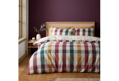 Catherine Lansfield Autumn Check Duvet Set Plum Double Catherine Lansfield Autumn Check Duvet Set Plum Double