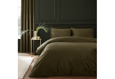 Catherine Lanfields Kingsley Matt Velvet Olive Duvet Set Double Catherine Lanfields Kingsley Matt Velvet Olive Duvet Set Double