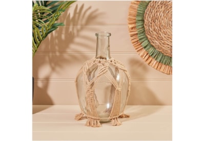 Glass Vase With Cotton Weave Decoration (5NH100)