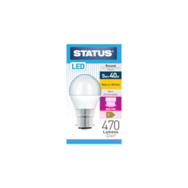 Status 5w Led B22 Round Warm White Bulb Status 5w Led B22 Round Warm White Bulb