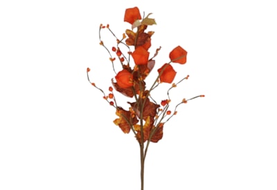 Gisela Graham Orange Physalis & Autumn Leaves Spray 60cm Gisela Graham Orange Physalis & Autumn Leaves Spray 60cm