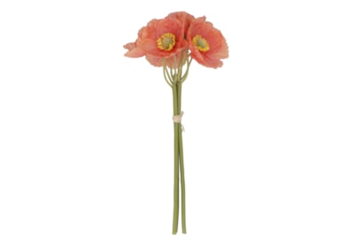 Gisela Graham Coral Pink Poppy Pick Bunch 27X11X4Cm Gisela Graham Coral Pink Poppy Pick Bunch 27X11X4Cm