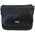 Nova Leather 3/4 Flap Shoulder Bag Black (6135BLACK)