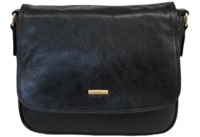 Nova Leather 3/4 Flap Shoulder Bag Black (6135BLACK)